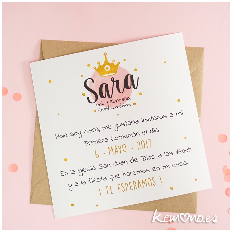 Invitación Comunión Princesa Niña